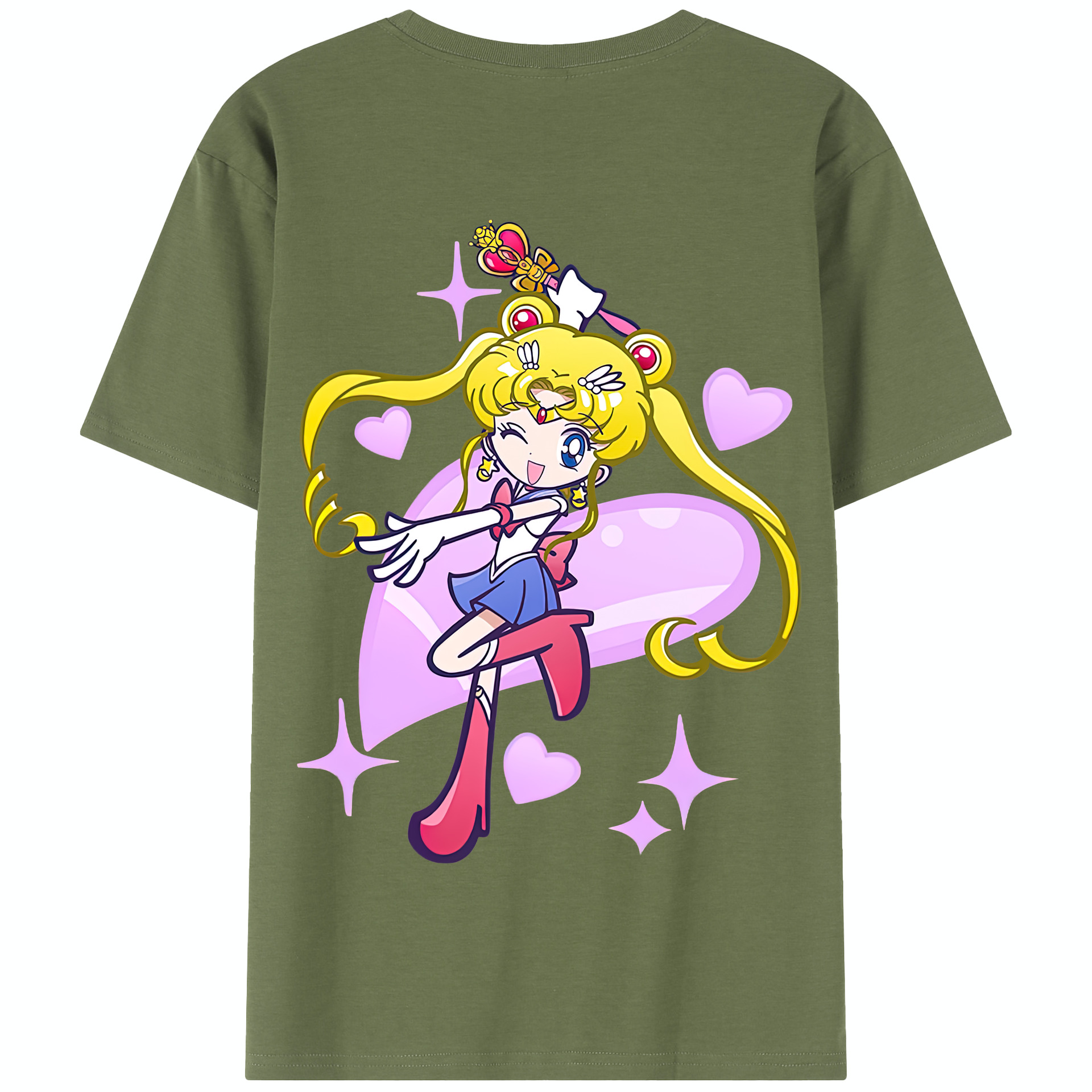 （画像用） 美少女戦士セーラームーン 月野 うさぎ つきの うさぎ Sailor Moon Tsukino Usagi 綿100％半袖Tシャツ（背面プリント）